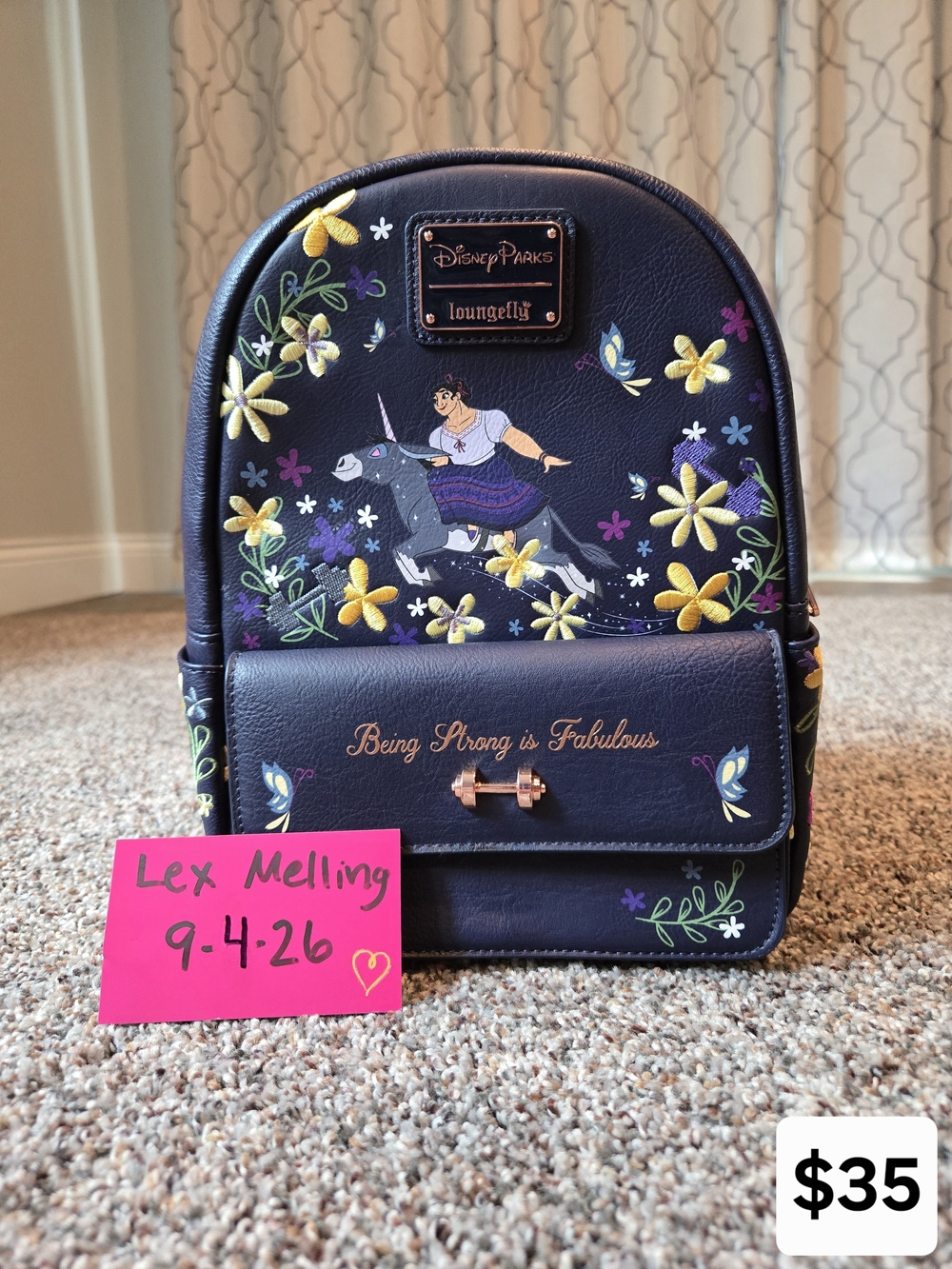 Loungefly Navy Floral ‘Being Strong is Fabulous’ Mini Backpack